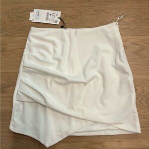 zara asymmetrical white skirt